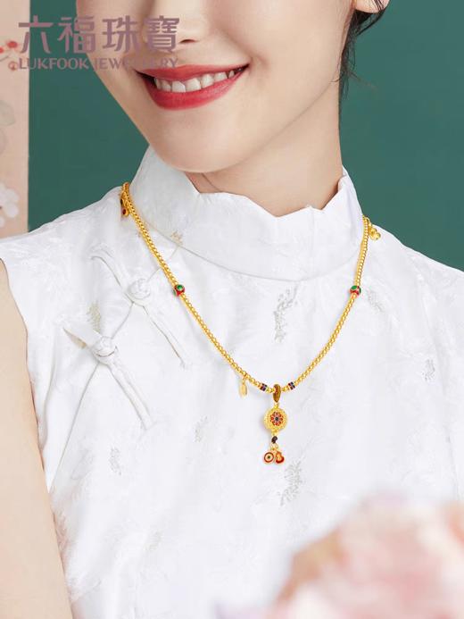 【计价黄金】2楼六福珠宝福满传家古法黄金项链珐琅手链，克重约38克左右 商品图2