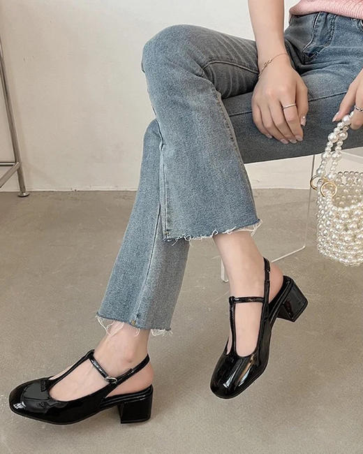 现货 THS 6.29-限时 缪家 女士 𝗧字带后空凉鞋 玛丽珍粗跟凉鞋 2色 BZ1186 商品图1