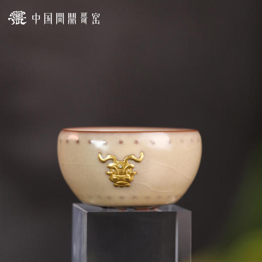 问鼎哥窑描金战鼓杯 商品图0
