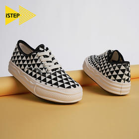 ISTEP增高鞋帆布棋盘格鞋子帆布鞋休闲鞋