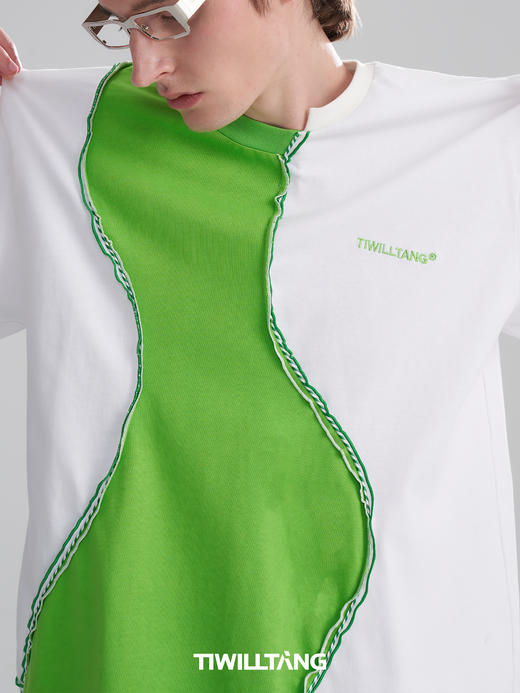 TIWILLTANG启世录“琉涓”易线错位撞色结构T恤夏季个性设计短袖 商品图1