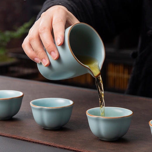 （有收藏证书）青瓷雅韵·天青汝窑茶具套组 | 福建陶艺大师监制，绝美天青色，揽宋人风雅茶席【G】 商品图3