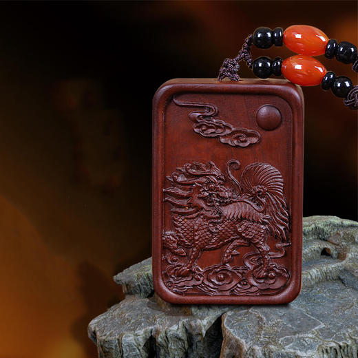 天然雷击枣木麒麟牌 商品图0