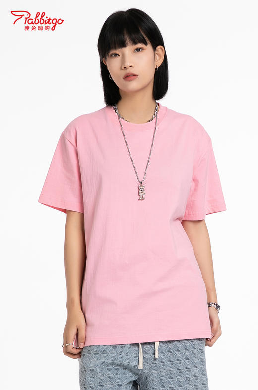 赤兔嗨购精梳长绒棉T恤宽松休闲男女同款24年新品正肩短袖 商品图1