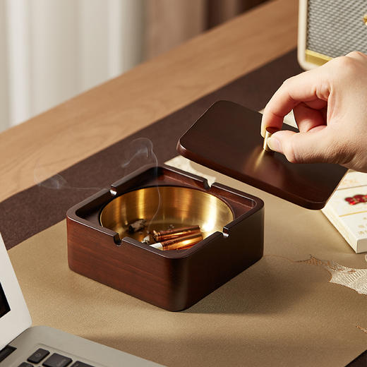 初心| 实木方形烟灰缸泰国橡胶木 商品图4