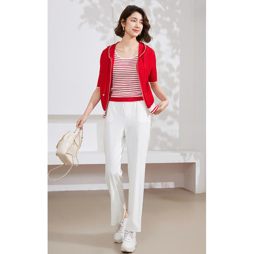 乔万尼针织衫女夏短袖新款减龄连帽设计EM2M896 商品图2