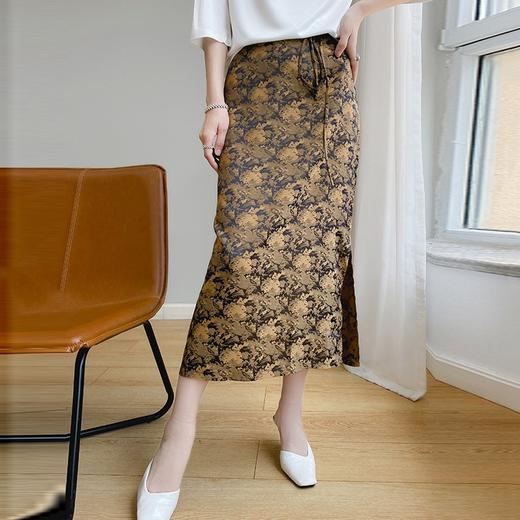 新中式复古开叉一步裙女夏季2023新款包臀半身裙显瘦气质中长裙子_HLY 商品图4