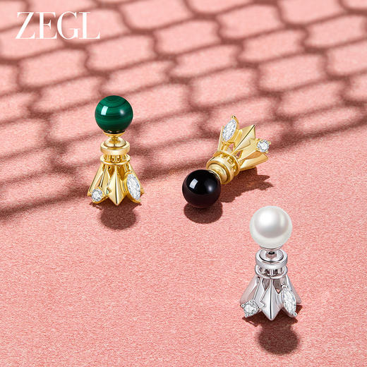 ZEGL设计师运动系列羽毛耳环女2024新款爆款黑玛瑙耳钉独特耳饰品 商品图2