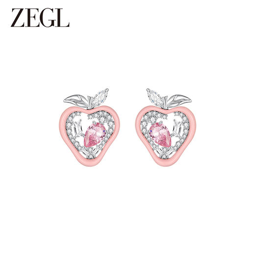 ZEGL缤纷甜果系列草莓耳钉女设计感小众爱心耳环新款925银针耳饰 商品图3