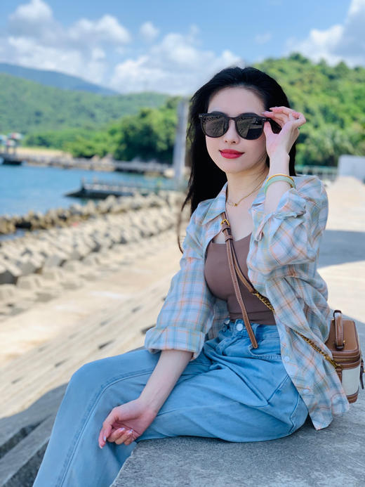 【百图lulu】【清凉格子】绿 咖格子 长袖衬衫 轻薄防晒衫 商品图2