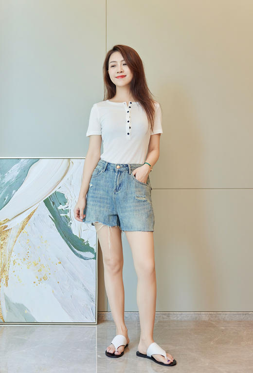 经典亨利领天丝上衣 商品图0