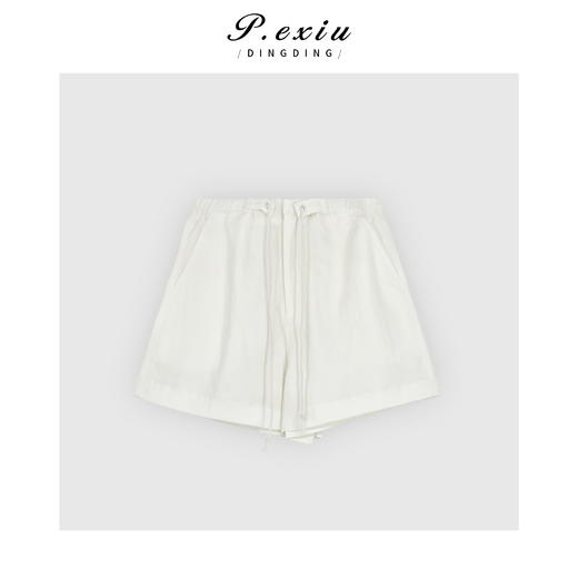 03-5潘依绣丁丁宠粉PanYiXiu/潘依绣韩系纯色百搭简约休闲抽绳休闲短裤 WH00185 商品图1