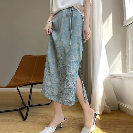 新中式复古开叉一步裙女夏季2023新款包臀半身裙显瘦气质中长裙子_HLY 商品图0