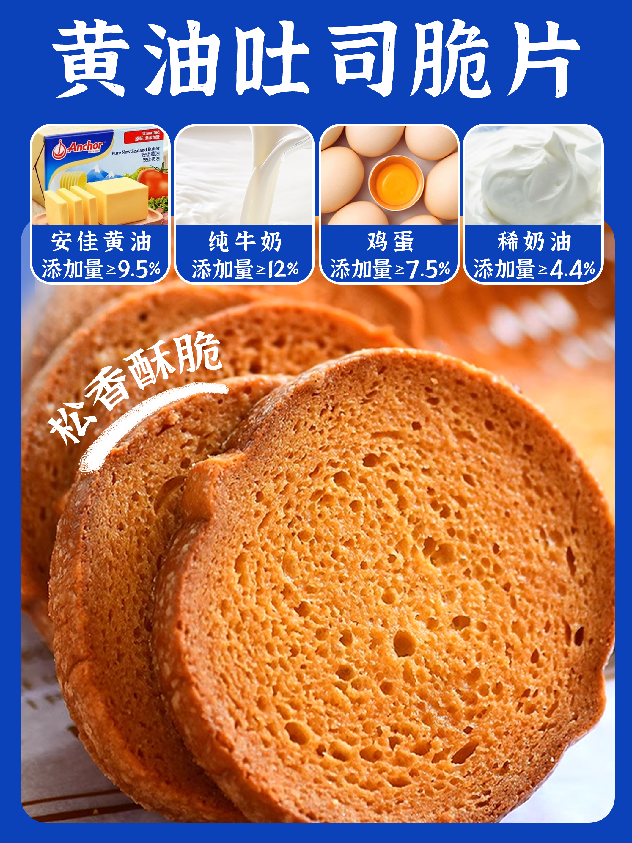 12月新货 | 安佳黄油吐司脆片 【黄油≥9.5% 稀奶油(添加量≥4.4%) 纯牛奶≥12% 鸡蛋≥7.5%】 保质期4个月