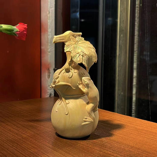 青蛙葫芦°黄杨摆件 商品图0