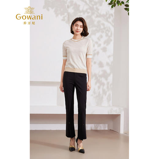 乔万尼针织衫女新款短袖法式撞色高级感EM2M855 商品图1