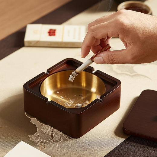 初心| 实木方形烟灰缸泰国橡胶木 商品图7