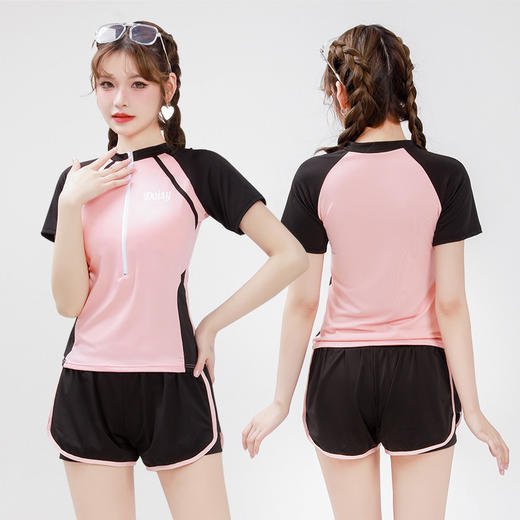 【FASHION，灵动活力少女~】分体泳衣女 爆款运动显瘦遮肚 时尚收腰显瘦裙式泳装 平角游泳衣套装-QQ 商品图10