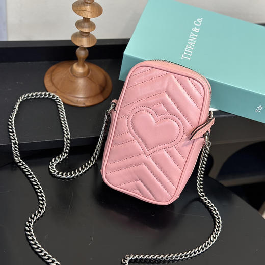 Gucci 双g 马蒙 粉色 牛皮 mini 手机包 商品图4