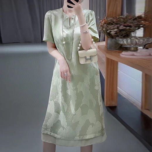 DNO真丝冠乐邹连衣裙高档轻奢女装2024年夏季新款中长款裙子一件代销 商品图2