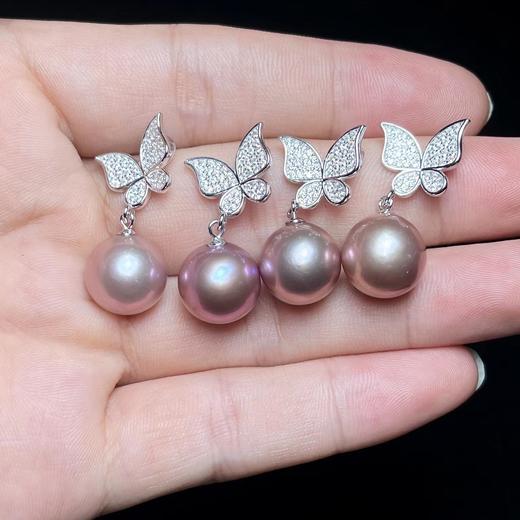 S925珍珠吊坠-蝴蝶妖紫圆珠12 商品图0