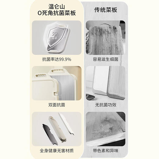 VELOSAN/温仑山 家用抗菌加厚不锈钢双面菜板 切菜板双面加厚砧板 商品图4