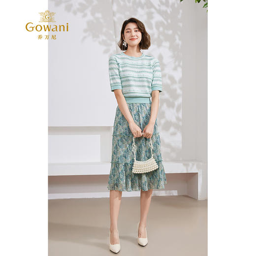 乔万尼针织衫短袖女夏季薄款新品高级感提花EM2M859 商品图1