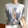 国风印花短袖t恤女夏季莱赛尔天丝针织宽松法式设计感正肩T恤上衣_HLY 商品缩略图11