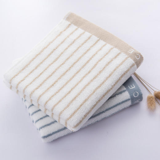 洁丽雅（Grace）纯棉经典条纹毛巾2条 6450棕兰 商品图2