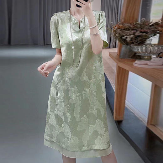 DNO真丝冠乐邹连衣裙高档轻奢女装2024年夏季新款中长款裙子一件代销 商品图0