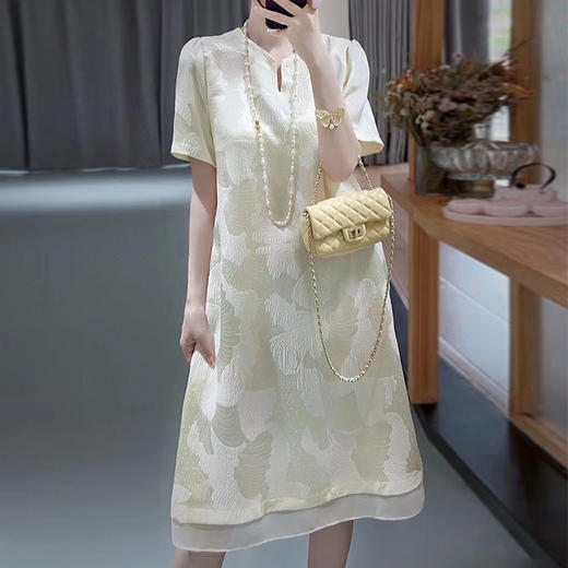 DNO真丝冠乐邹连衣裙高档轻奢女装2024年夏季新款中长款裙子一件代销 商品图3