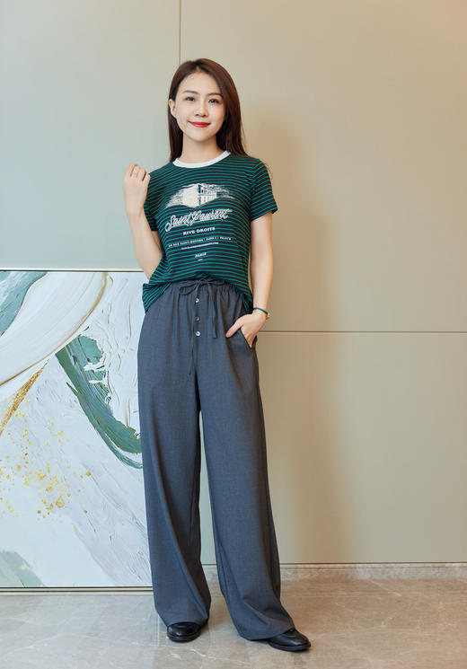 凉凉呼吸感抽绳直筒裤 商品图5