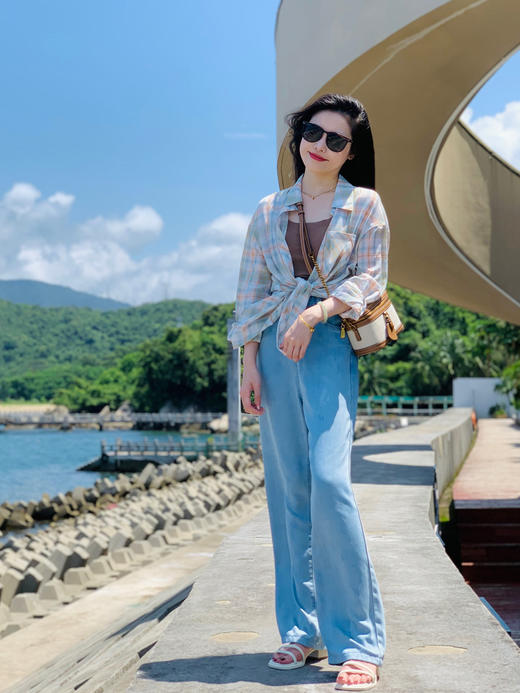 【百图lulu】【清凉格子】绿 咖格子 长袖衬衫 轻薄防晒衫 商品图7