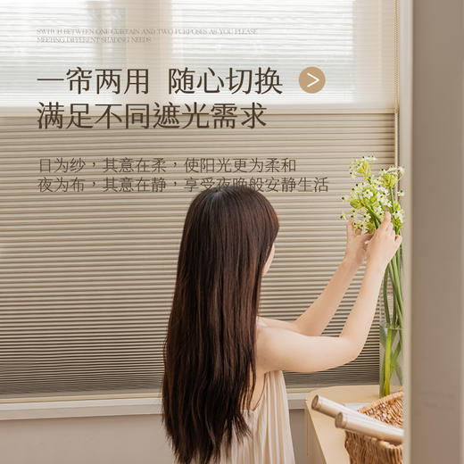 #日夜帘#金蝉免打孔日夜帘遮光遮阳客厅厨房全遮光手动拉珠百叶 商品图1