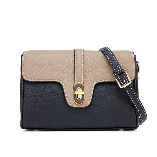 【颜值在线，彰显气质~】新款单肩女包 撞色简约百搭小方包 高级感头层牛皮 单肩斜挎包女士包-QQ 商品图5