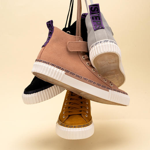 ISTEP高帮反毛皮休闲鞋免系鞋带休闲鞋 商品图2