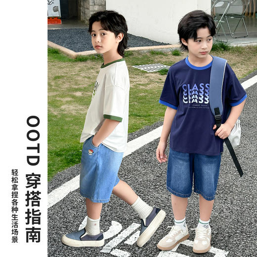 【110-165】男童夏款简约休闲轻薄牛仔短裤裤子精典泰迪 商品图3