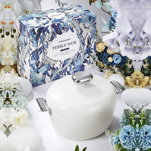 VELOSAN/温仑山 鹅卵石不粘汤锅 24cm 不粘锅 汤锅 炖煮锅 煲汤 煮粥锅 家用汤锅燃气灶通用 商品图5