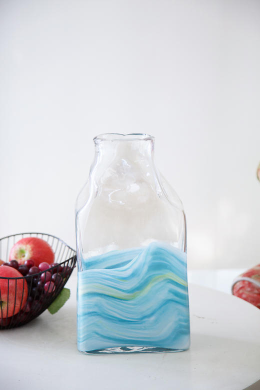 蓝色七彩珠光花瓶 商品图1