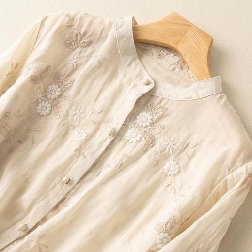 GYH 6577刺绣上衣七分袖棉麻蕾丝拼接小衫 商品图4