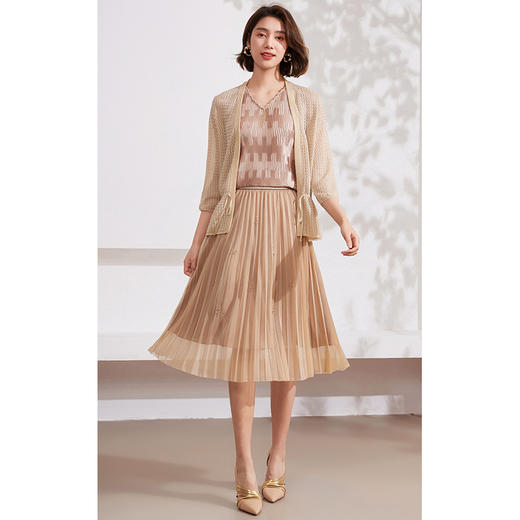 乔万尼桑蚕丝冰丝针织衫开衫夏季薄款镂空设计EM2M875 商品图1