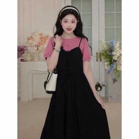 【65折秒杀】鹿向南夏季显瘦气质黑色连衣裙QYM002119