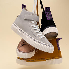 ISTEP高帮反毛皮休闲鞋免系鞋带休闲鞋