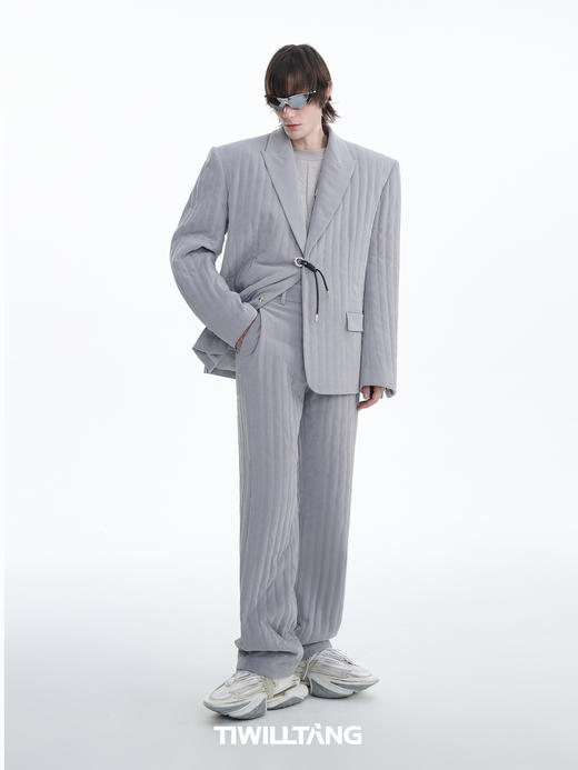 TIWILLTANG启世录“域径衍迹”宽肩高级感绗棉枪驳领休闲西装外套 商品图4