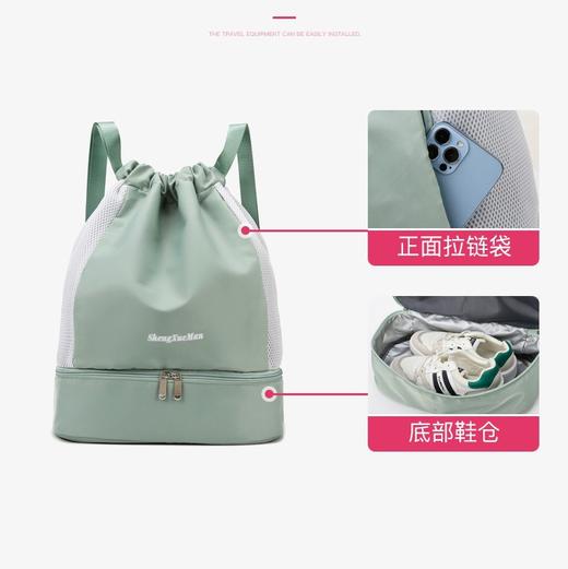 【超大容量！干湿分离包】游泳包干湿分离带鞋仓防水户外运动瑜伽健身包包抽绳双肩包舞蹈包，可放泳装、湿毛巾、湿衣服等，防潮不漏水 商品图2