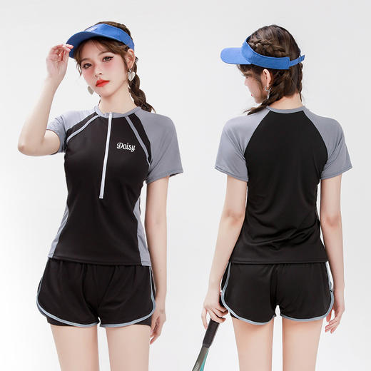 【FASHION，灵动活力少女~】分体泳衣女 爆款运动显瘦遮肚 时尚收腰显瘦裙式泳装 平角游泳衣套装-QQ 商品图9