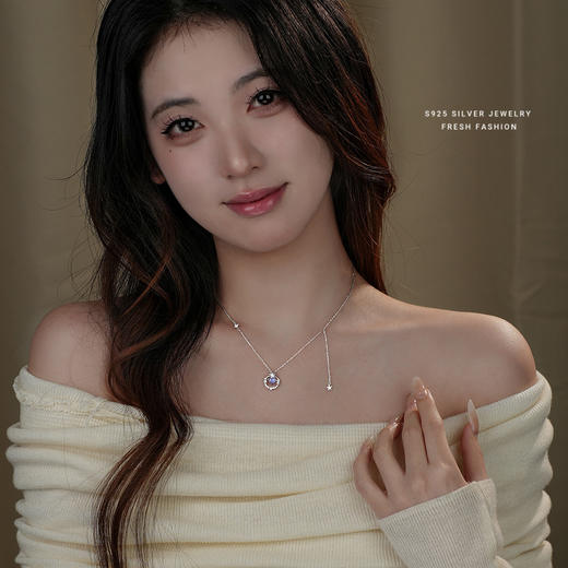 【沐雪】S925银蓝色琉璃石雪花花环项链【YXS-YA0426】 商品图3