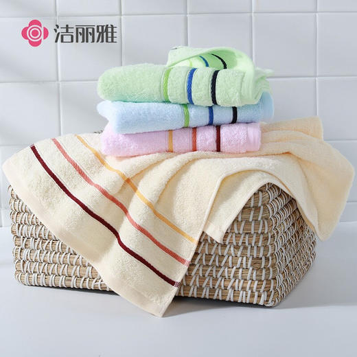 洁丽雅（Grace）纯棉彩色缎条毛巾3条 6443颜色随机 商品图1