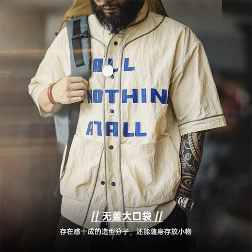 马登工装 美式复古开襟棒球衫Vibe撞色字母短袖衬衣男士Vintage衬衫夏 商品图3