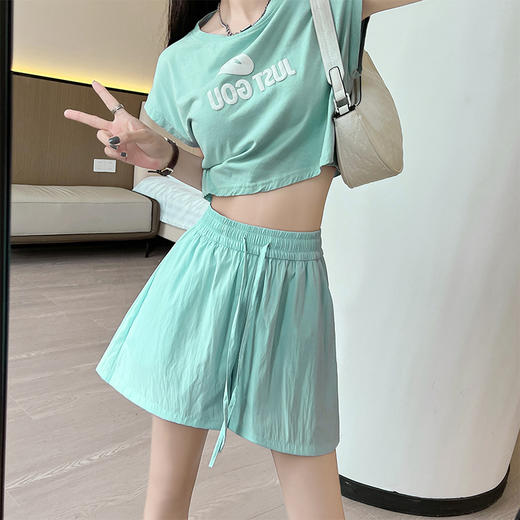 【浅绿冰丝山本短裤外穿】夏季新款 高腰阔腿中裤 宽松休闲五分裤 轻薄透气 商品图5